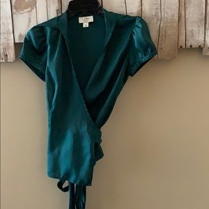 Green wrap blouse